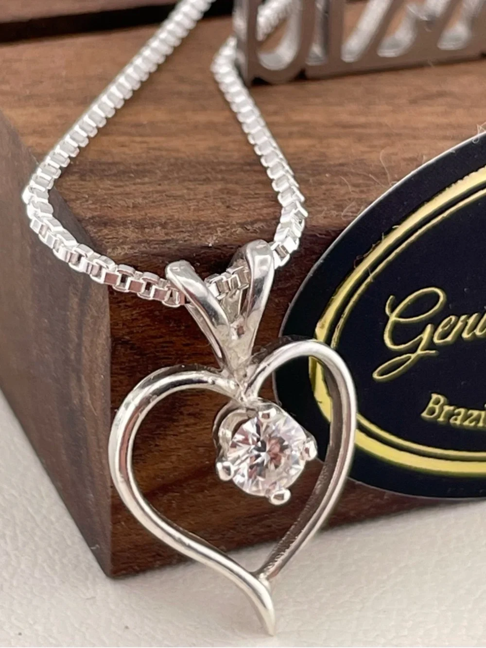 Sale‼️Diamond VS-2 Heart Pendant Necklace .25ct. 4mm. 925 . Box chain - Picture 2 of 8